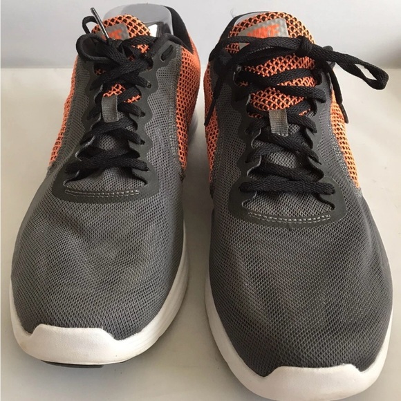 Nike Revolution 3 Gray Orange Mesh Running 819300-006 Sneakers Shoes-Mens 14 - Picture 2 of 6